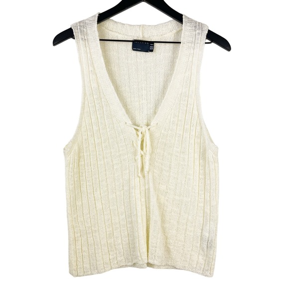 ASOS Design Curve Womens (14) Lace-Up Knit Sleeveless Top Cream Ivory - Picture 1 of 8